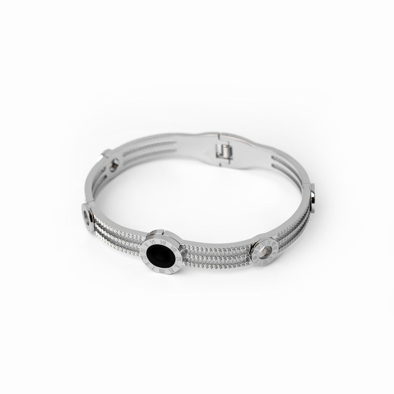 Onyx Gears Bracelet - Silver