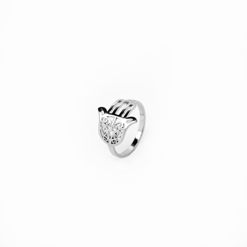 Hamsa Hand Ring - Silver