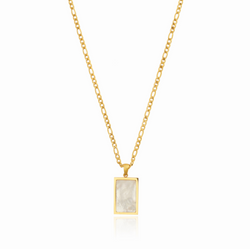 Shell Rectangle Pendant Necklace - Gold