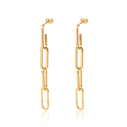 Clip Chain Dangle Earrings - Gold