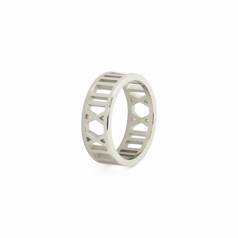 Hollow Numerals Ring - Silver