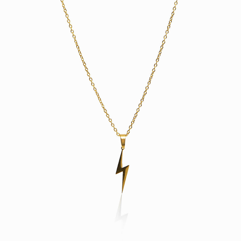 Lightning Bolt Pendant Necklace - Gold