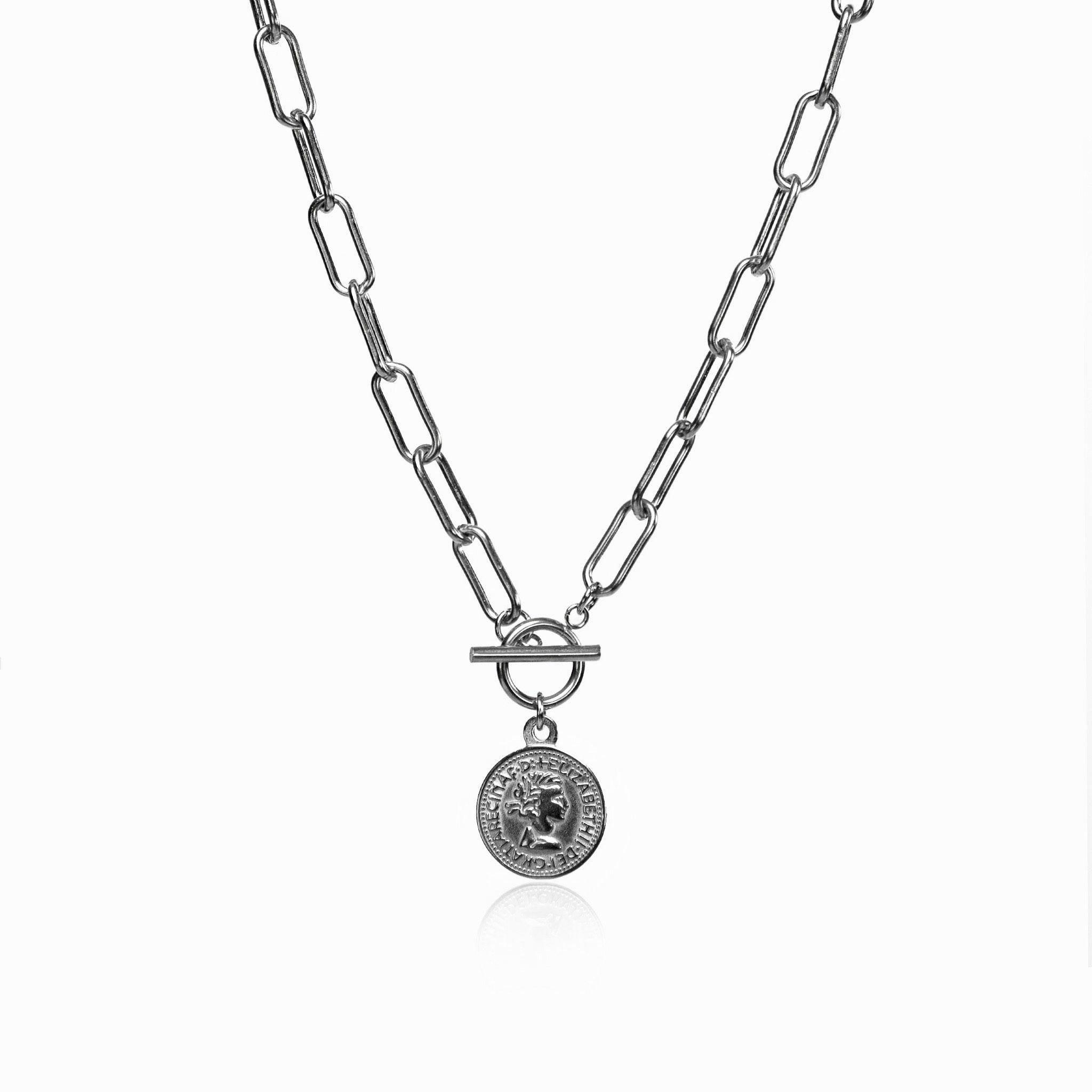 10-Cent-Halskette mit Knebelverschluss - Silber