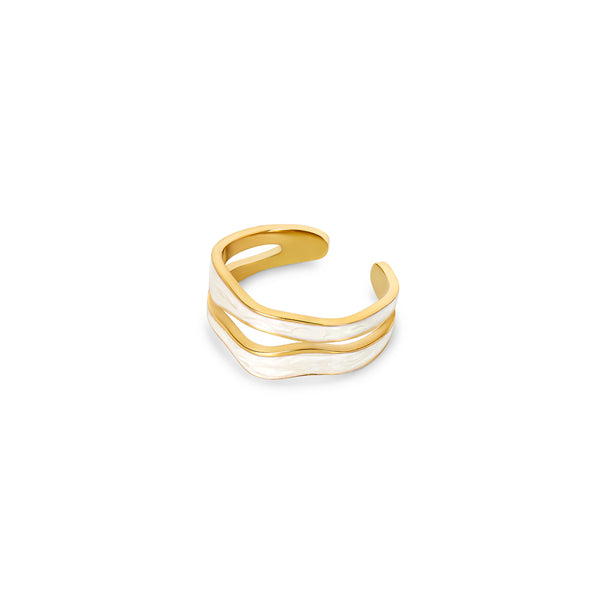 Marmor Abstrakt Verstellbarer Ring - Gold