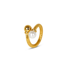 Perlenkugel Verdrillter Ring - Gold