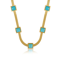 Aqua Stein-Schlangenkette Halskette - Gold