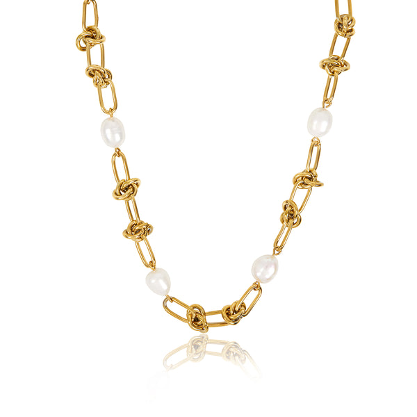 Perlenknoten-Halskette - Gold