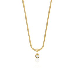 Perlen-Anhänger Halskette mit Schlangenkette - Gold