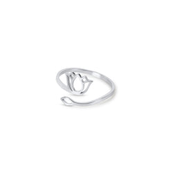 Lotus Verstellbarer Ring - Silber