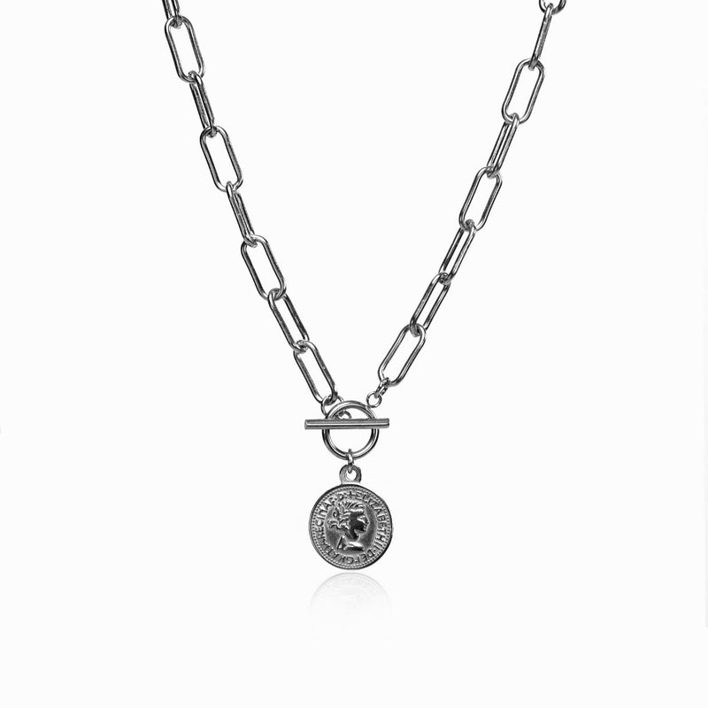 10-Cent-Halskette mit Knebelverschluss - Silber
